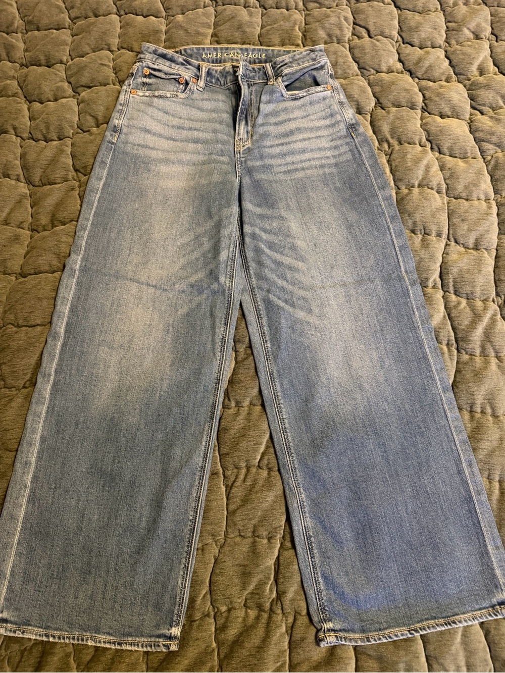 American Eagle Outfitters Wide-Leg Light Blue Jeans